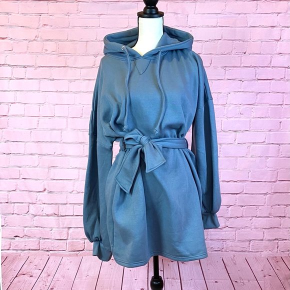 Missguided Dresses & Skirts - BELTED OVERSIZED HOODED SWEATER DRESS